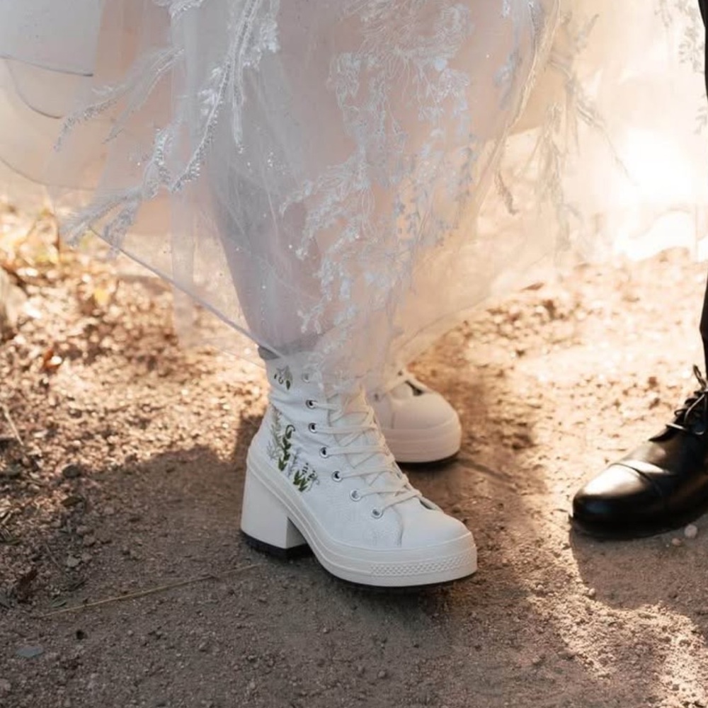 Converse White Platform Shoes Wedding